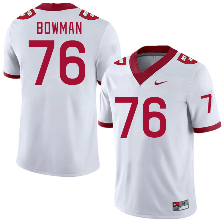 Men-Youth #76 Max Bowman Harvard Crimson 2023 College Football Jerseys Stitched-White